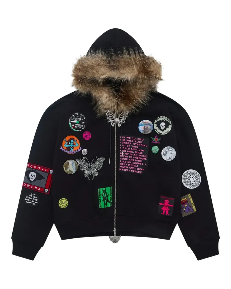 CHOPOVA LOWENA Fuz embellished hoodie - Schwarz Schwarz