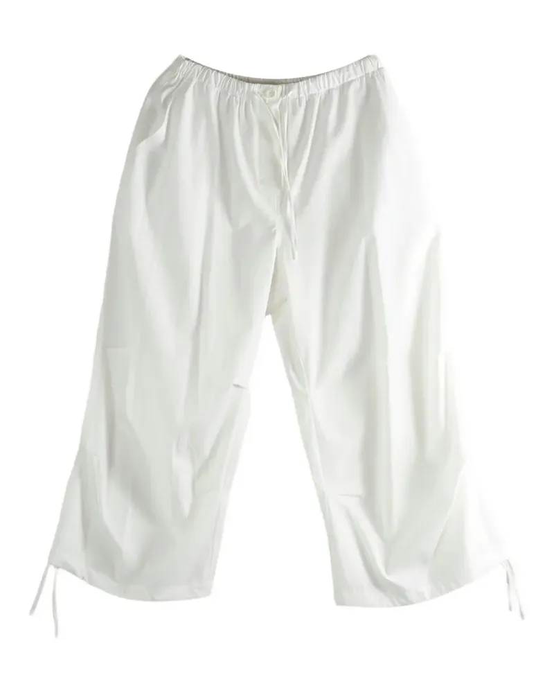 AMOMENTO drawstring-cuff wide-leg capri trousers - Weiß Weiß