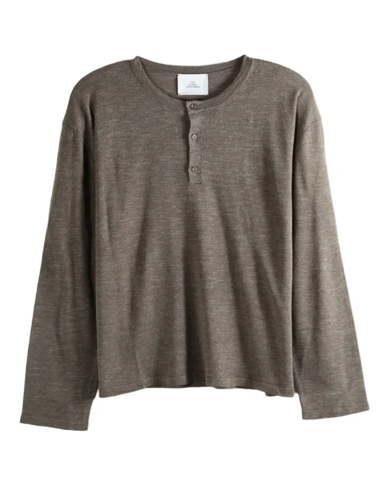 The Elder Statesman Lenny button-placket long-sleeve T-shirt - Braun Braun