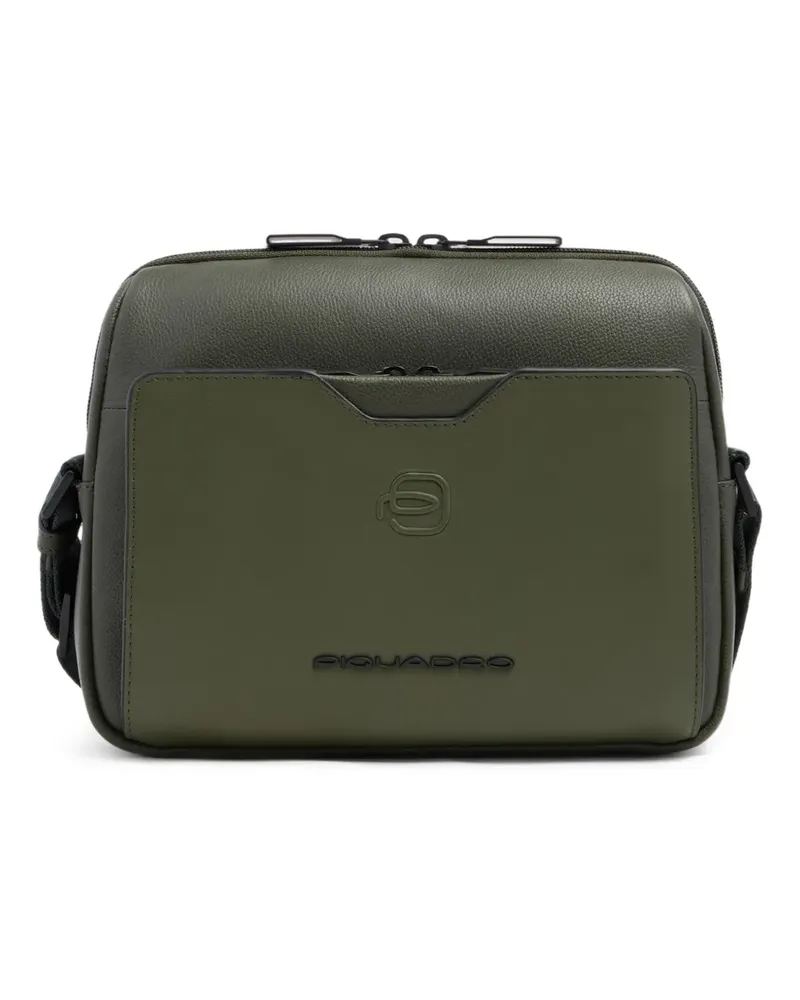 Piquadro Schultertasche mit Logo-Schild - Grün Grün
