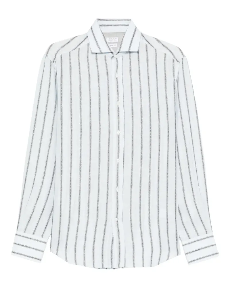 Brunello Cucinelli Gestreiftes Button-down-Hemd - Blau Blau