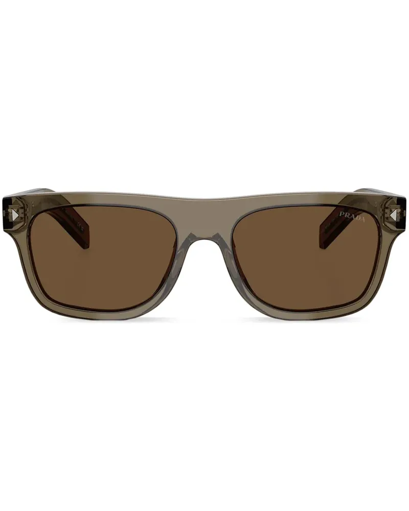 Prada Sonnenbrille mit Metall-Schild - Braun Braun