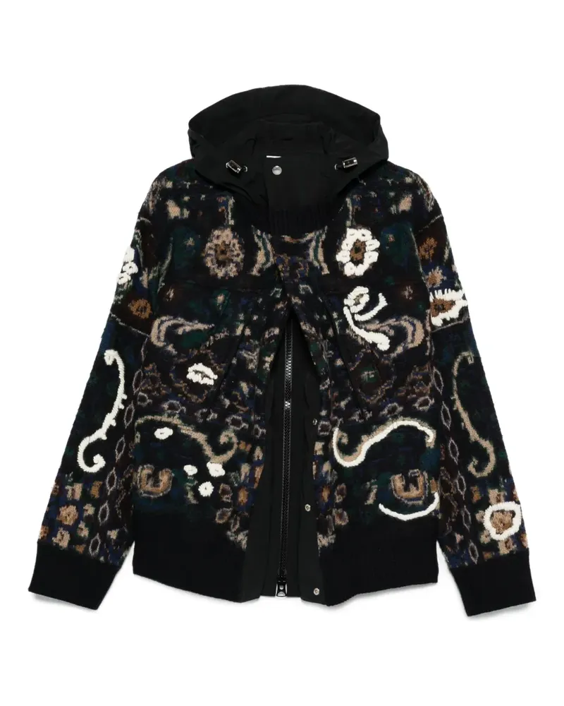 Sacai Kapuzenjacke mit Blumenmuster - Blau Blau