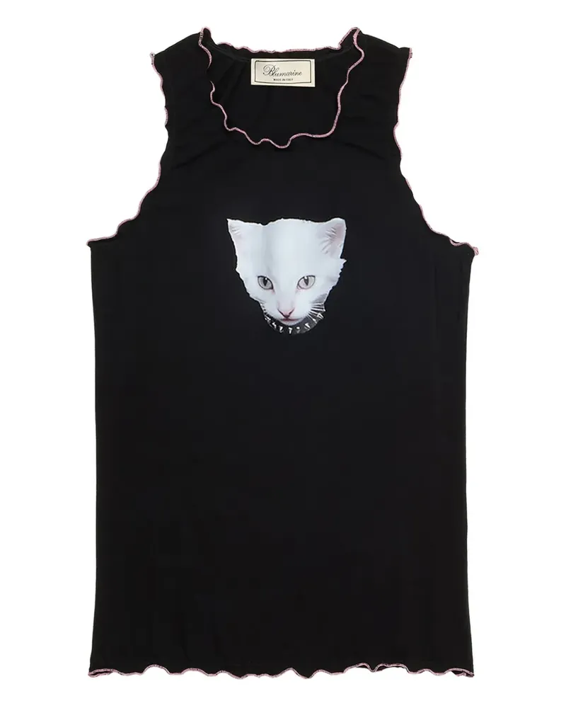 Blumarine Top mit Wellensaum - Schwarz Schwarz