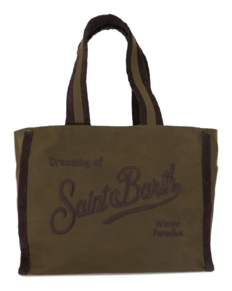 MC2 Saint Barth logo-embroidered corduroy-trim tote bag - Grün Grün
