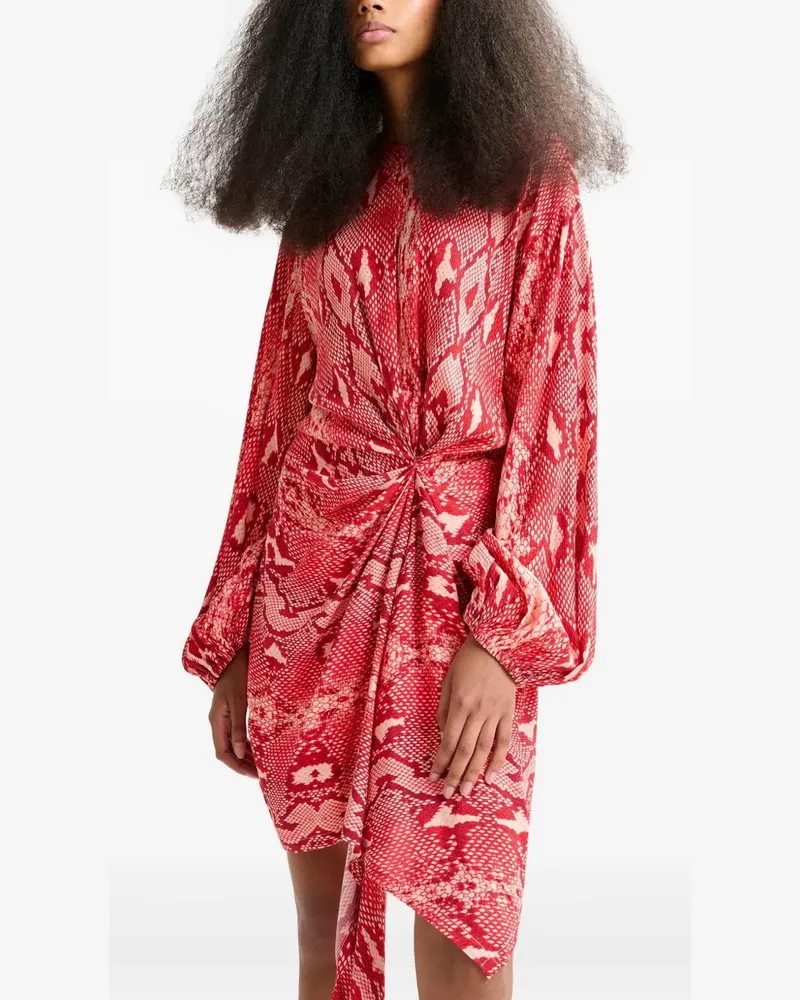 Essentiel Asymmetrisches Kleid mit Schlangen-Print - Rot Rot