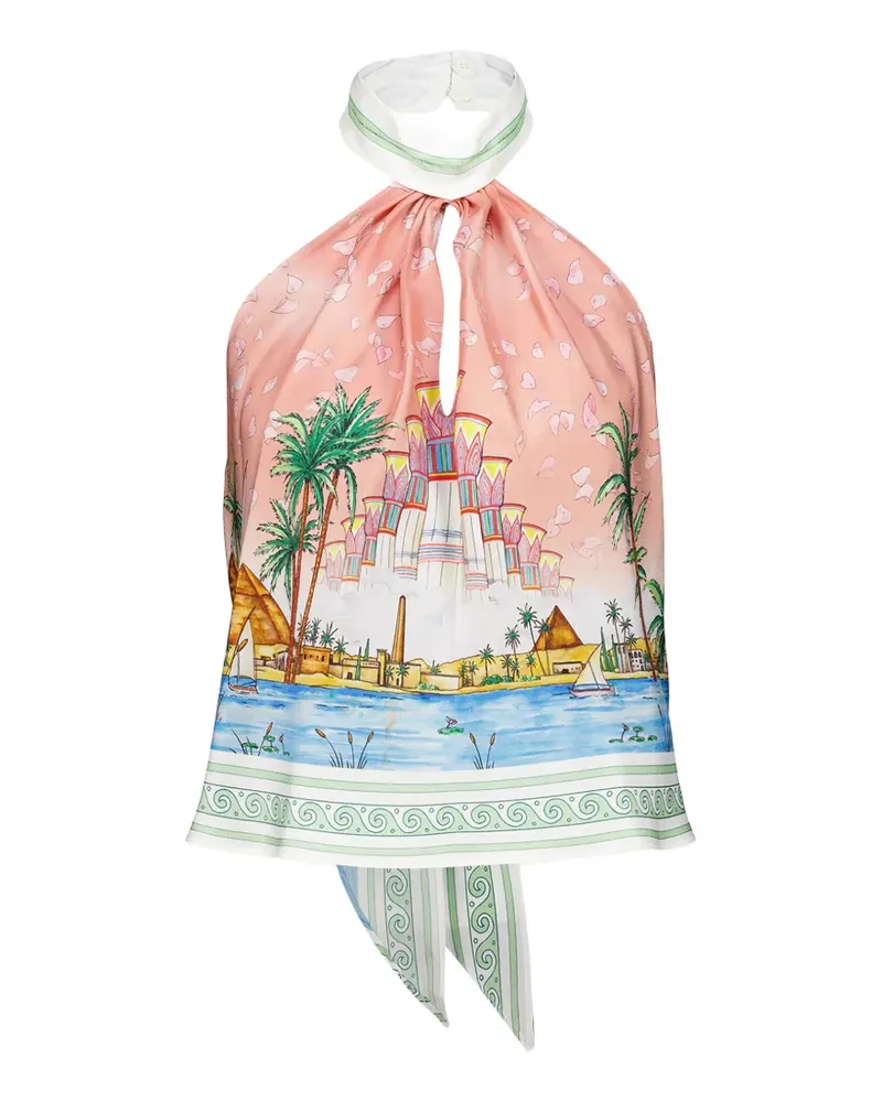 Casablanca Paris Neckholder-Top mit grafischem Print - Rosa Rosa