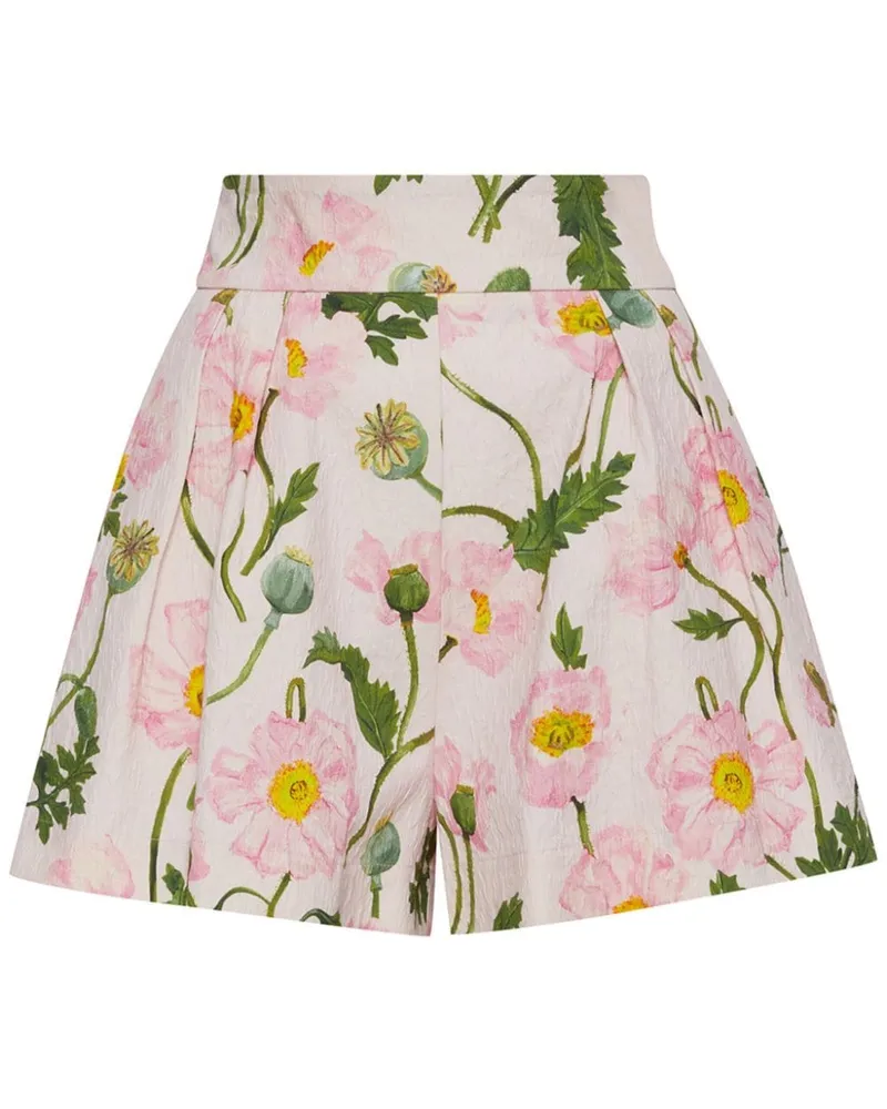 Oscar de la Renta Mini-Shorts mit Mohn-Print - Rosa Rosa