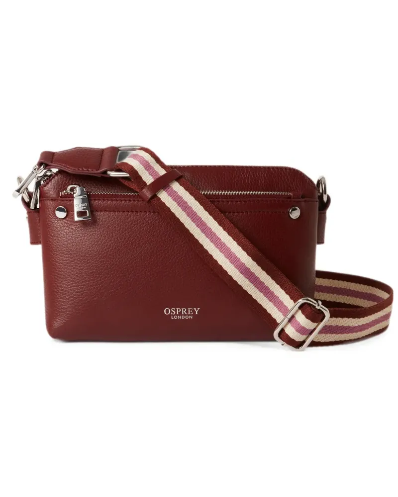 Osprey grained-leather striped-strap cross-body bag - Rot Rot