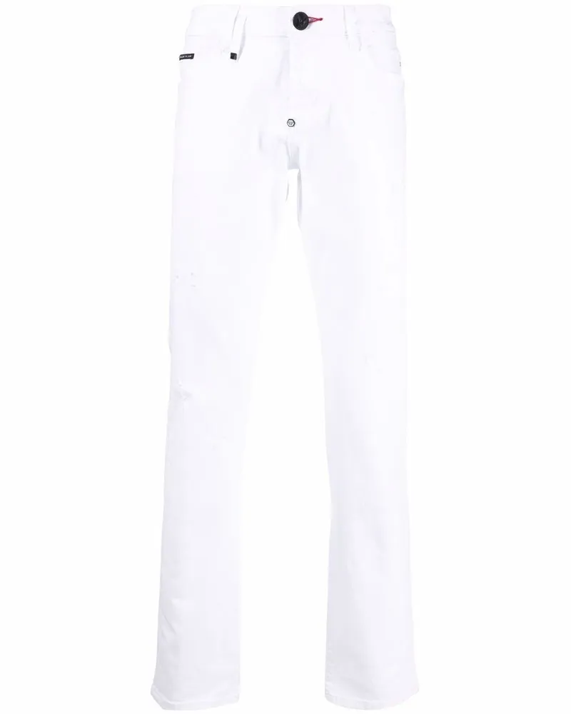 Philipp Plein Tief sitzende Slim-Fit-Jeans - Weiß Weiß