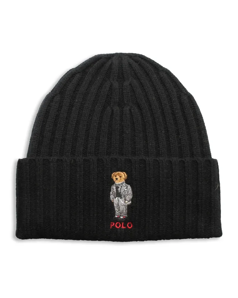 Ralph Lauren bear-embroidered beanie hat - Schwarz Schwarz