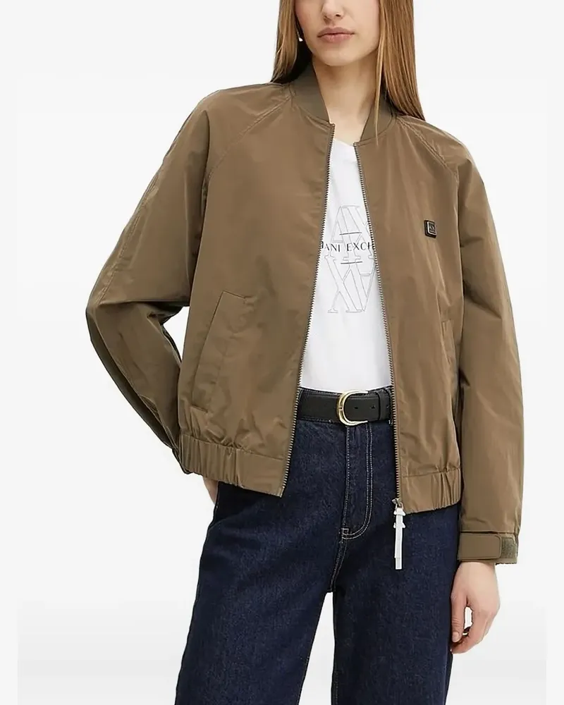 Armani Exchange Bomberjacke mit Logo-Schild - Grün Grün