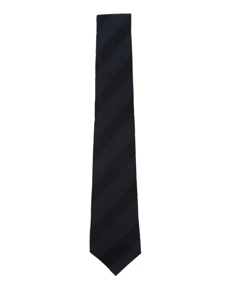 Tagliatore diagonal-stripe knitted tie - Schwarz Schwarz