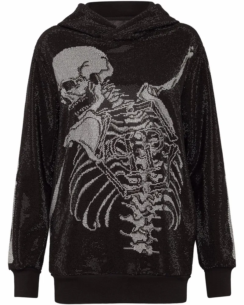Philipp Plein Kapuzenpullover mit Strass - Schwarz Schwarz
