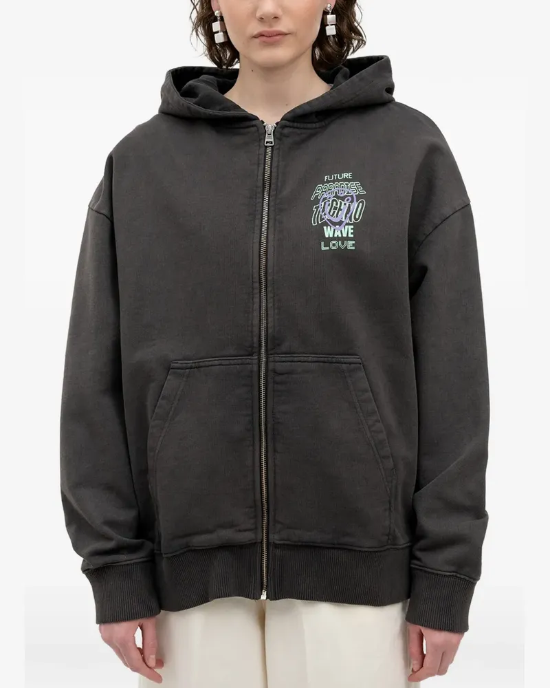 HUGO BOSS graphic-print zip-up hoodie - Grau Grau