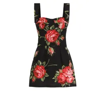 Minikleid mit Blumenknöpfen - Schwarz