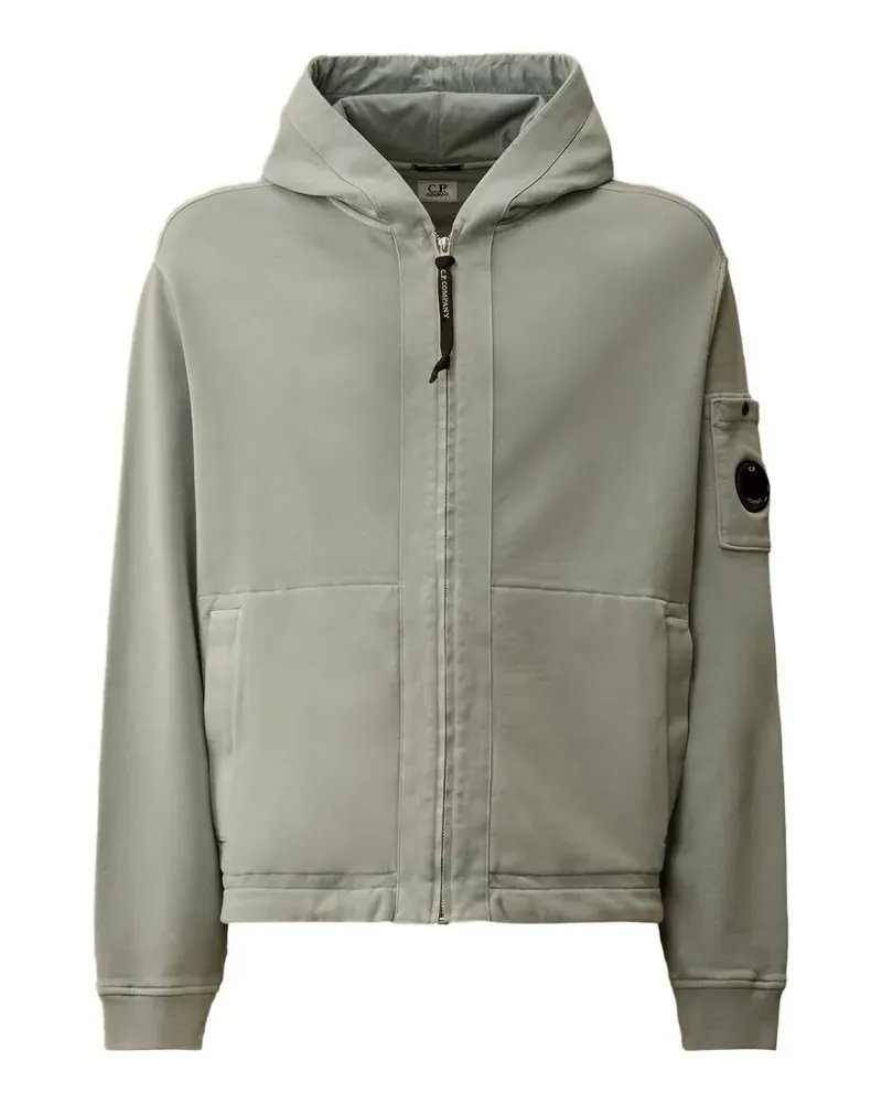 C.P. Company Hoodie aus Baumwollfleece mit diagonalem Reißverschluss - Blau Blau