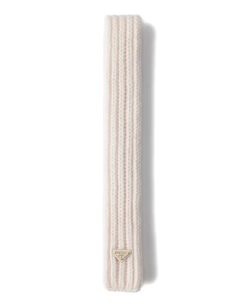 Prada enameled-triangle rib-knit scarf - Nude Nude