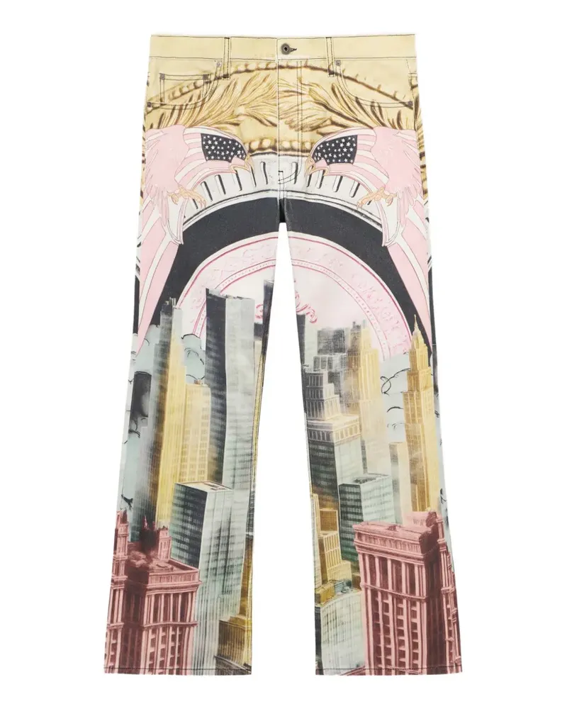 OFF-WHITE Moneyworld-graphic slim-fit jeans - Nude Nude