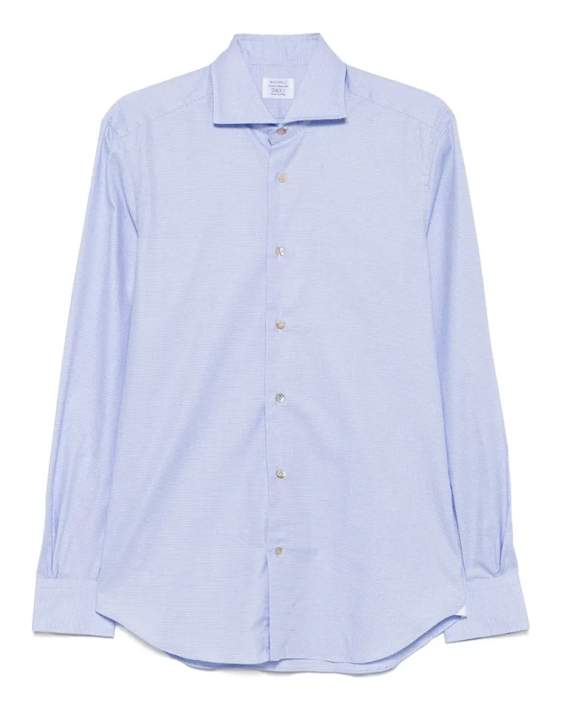 MAZZARELLI Hemd mit Hahnentrittmuster - Blau Blau