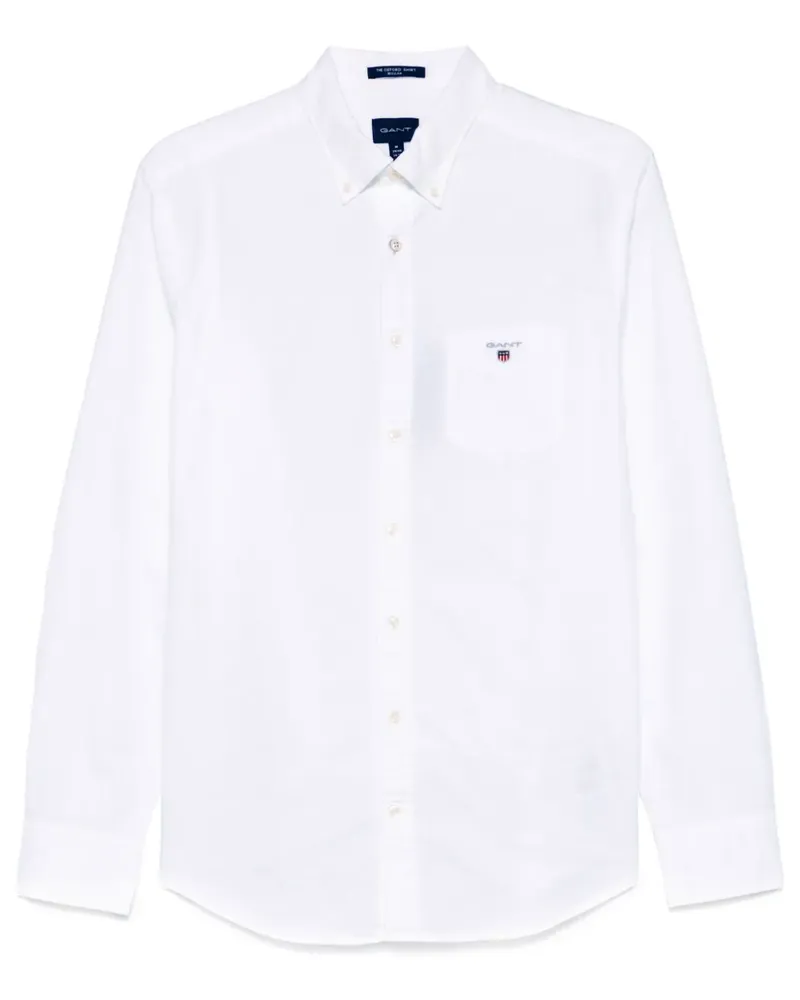 Gant Hemd mit Logo-Stickerei - Weiß Weiß