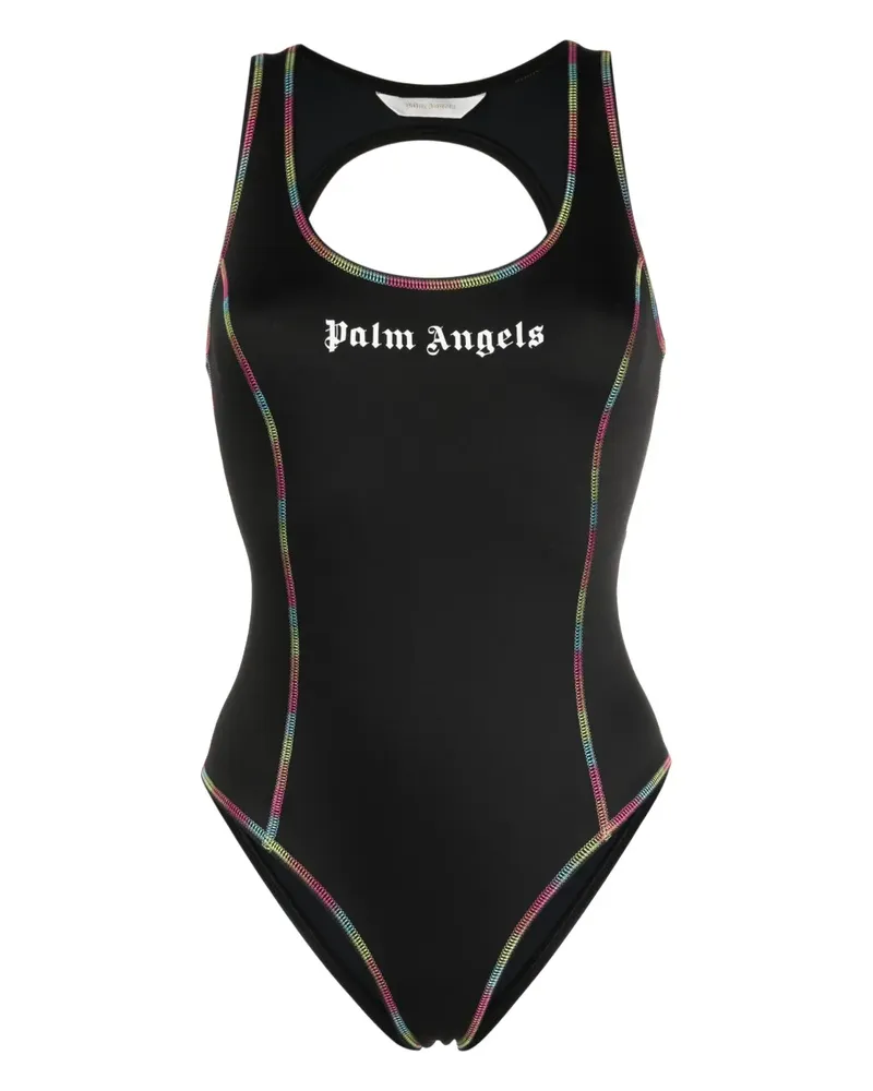 Palm Angels Badeanzug mit Logo-Print - Schwarz Schwarz