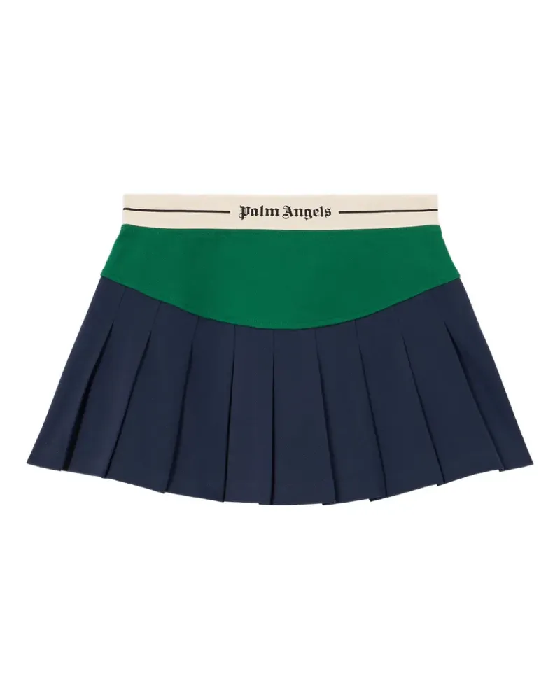 Palm Angels Falten-Minirock mit abgerundetem Logo - Blau Blau