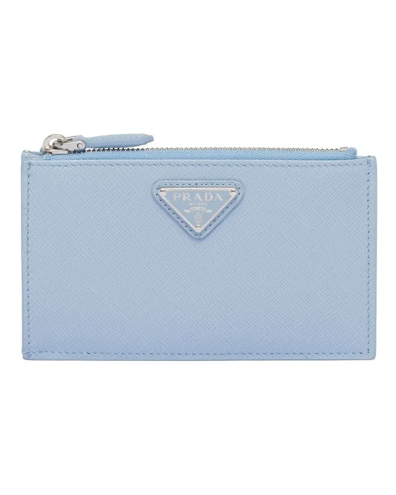 Prada Kartenetui mit Logo-Schild - Blau Blau