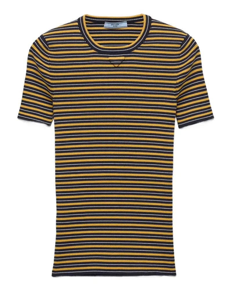 Prada striped cotton T-shirt - Blau Blau