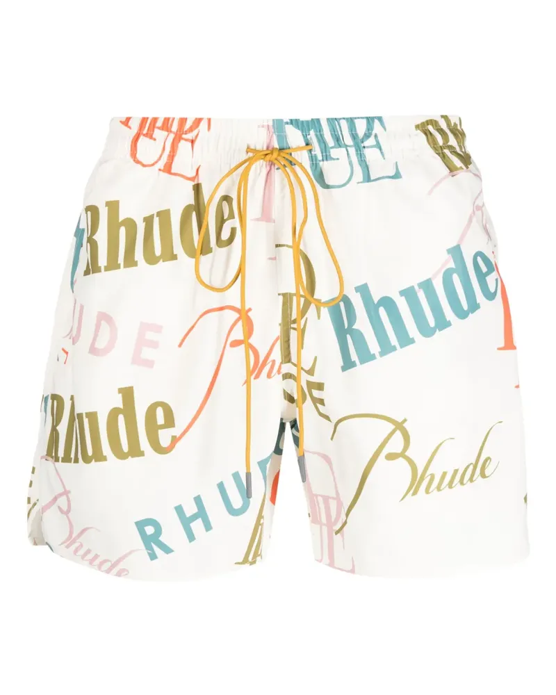 RHUDE Badeshorts mit Logo-Print - Nude Nude