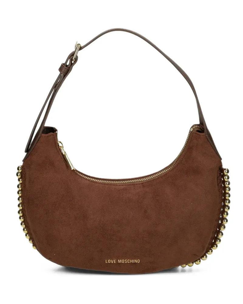 Moschino Love Schultertasche in Sichelform mit Perlen - Braun Braun