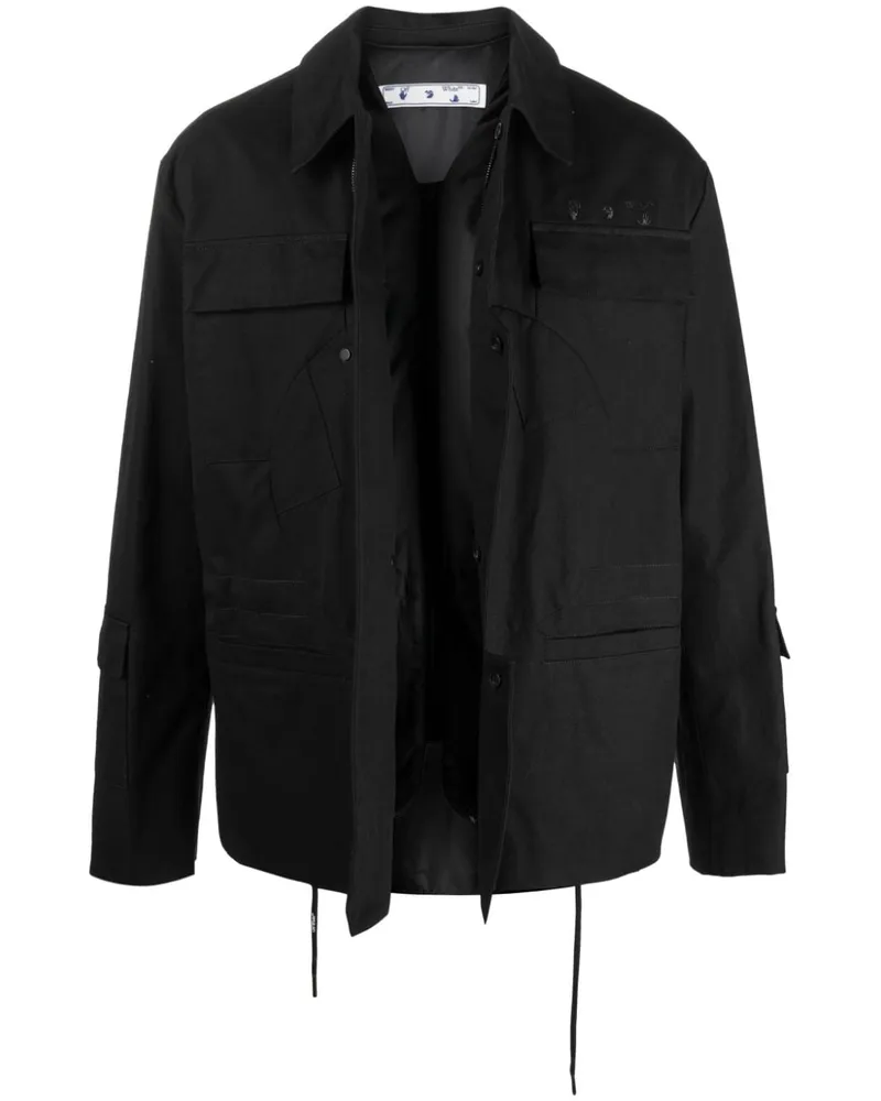 OFF-WHITE logo-embroidered military jacket - Schwarz Schwarz