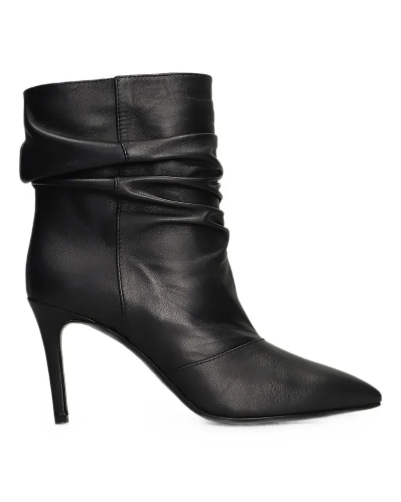 Via Roma 15 ruched pointed-toe ankle boots - Schwarz Schwarz