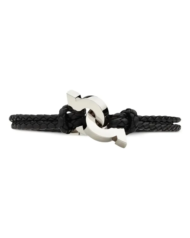 Ferragamo Lederarmband mit Gancini-Schild - Silber Silber