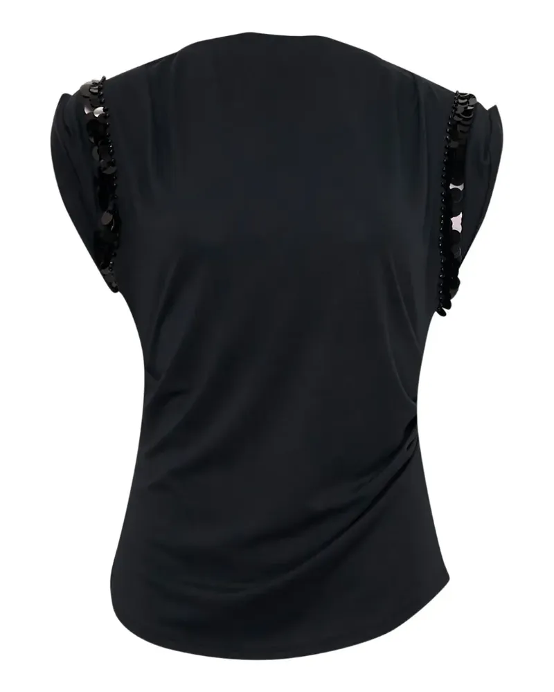 3.1 phillip lim sequin-embellished ruched T-shirt - Schwarz Schwarz