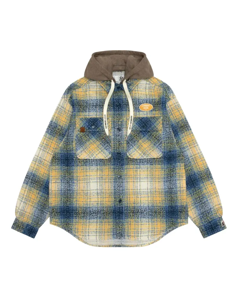 BAPE Kapuzenhemd mit Karomuster - Blau Blau