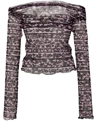 Charlotte Knowles Clavicle Mesh-Oberteil mit abstraktem Print Rosa