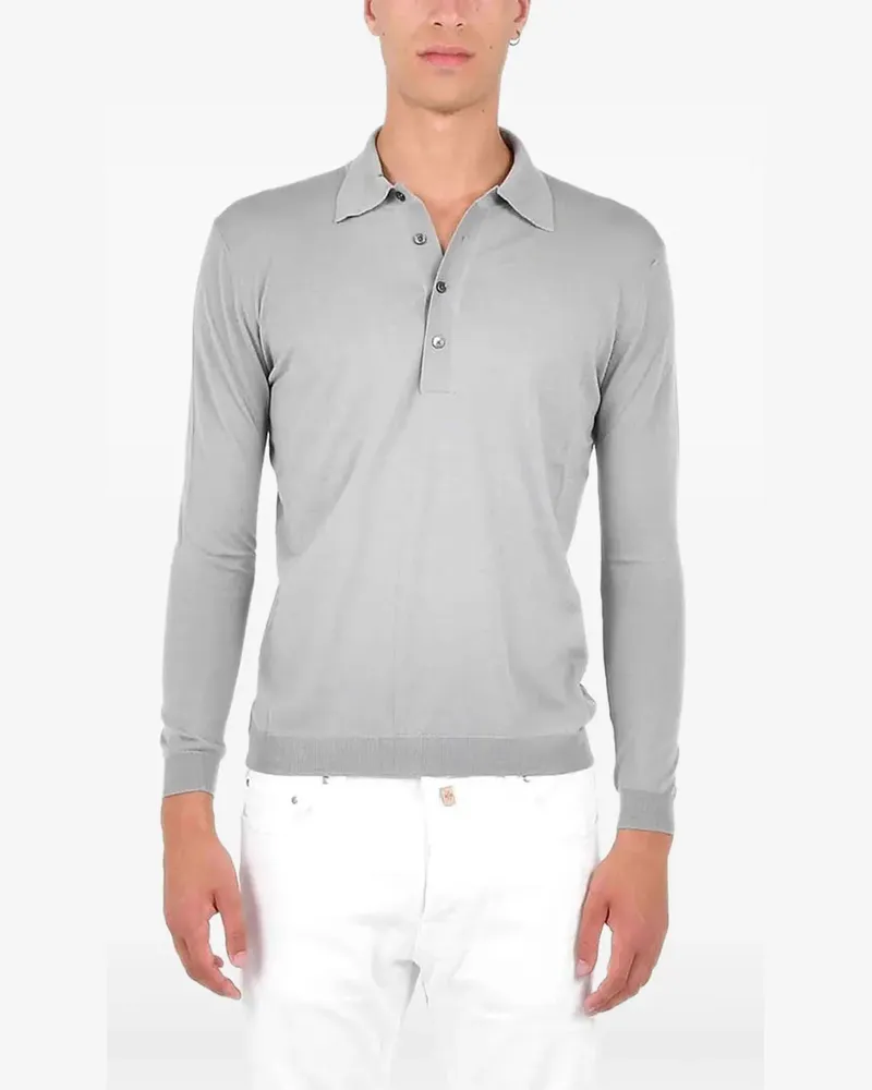 Low Brand Langärmeliges Poloshirt - Grau Grau