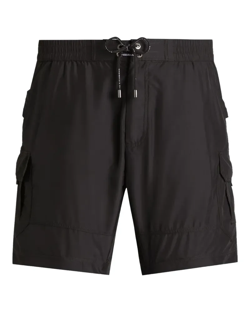 Dolce & Gabbana Badeshorts mit Schild-Detail - Schwarz Schwarz
