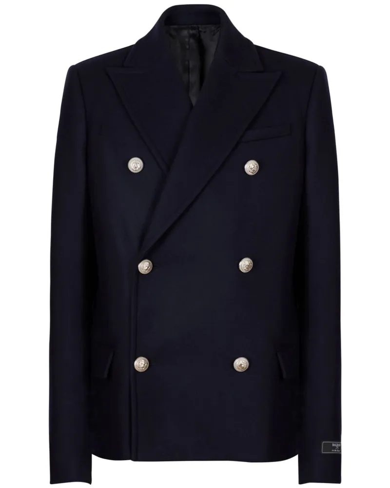 Balmain Doppelreihiger Mantel - Blau Blau