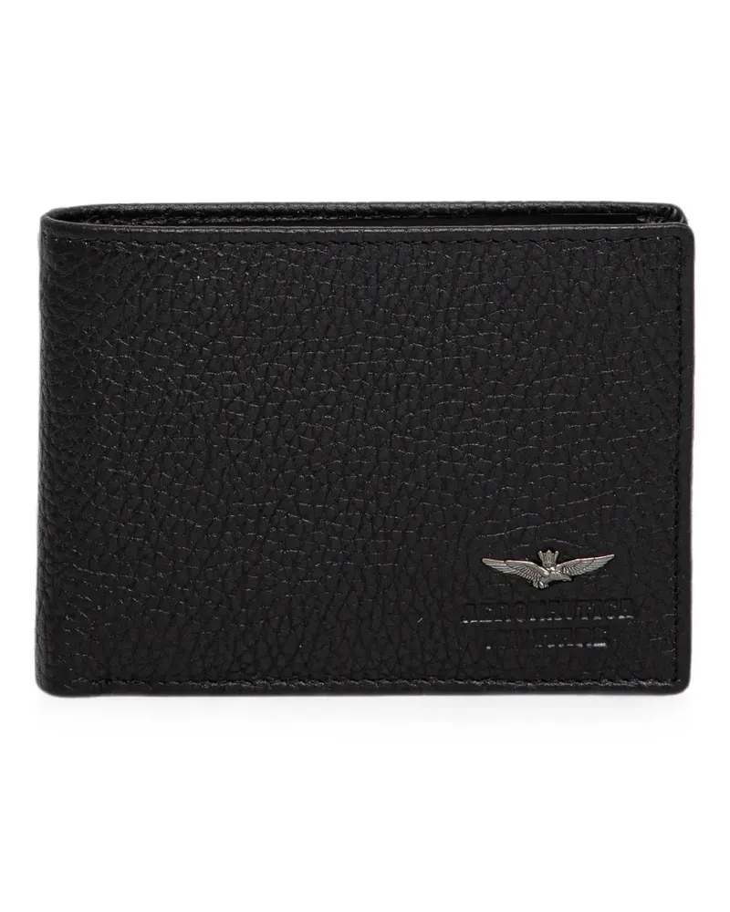 Aeronautica Militare logo-plaque bifold wallet - Schwarz Schwarz