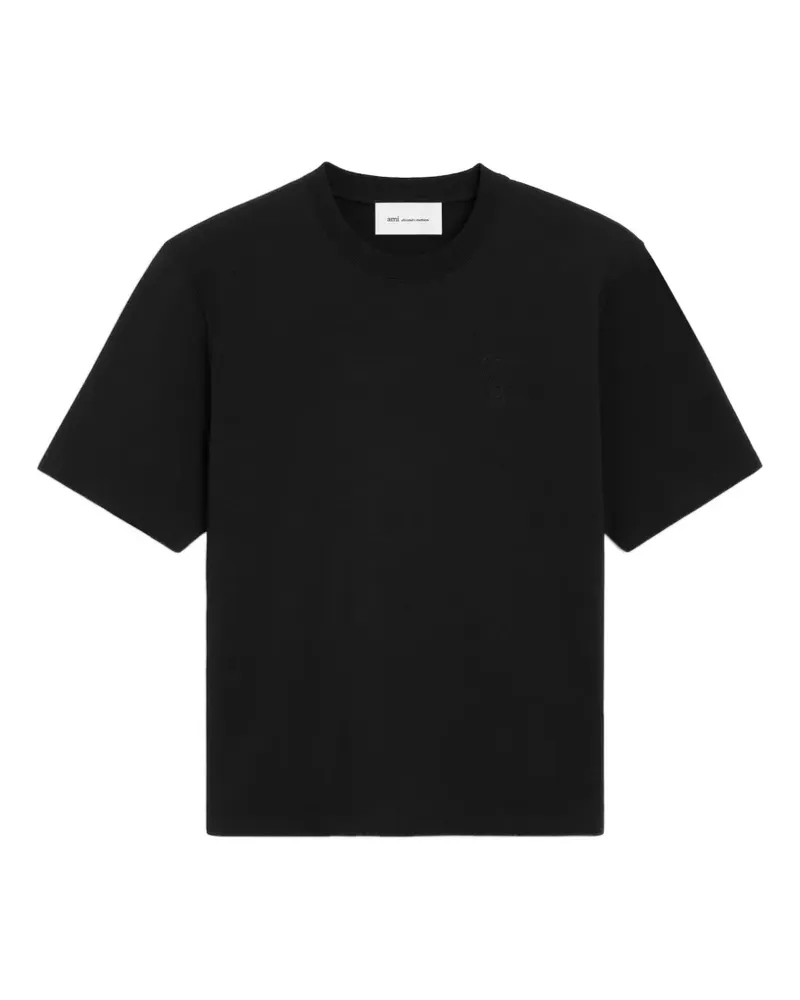 AMI Paris cotton T-shirt with embossed Ami de Coeur - Schwarz Schwarz