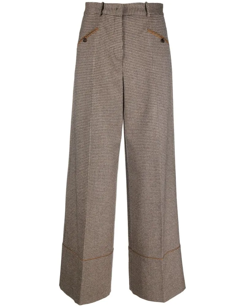 Bally Tapered-Hose mit Hahnentrittmuster - Braun Braun