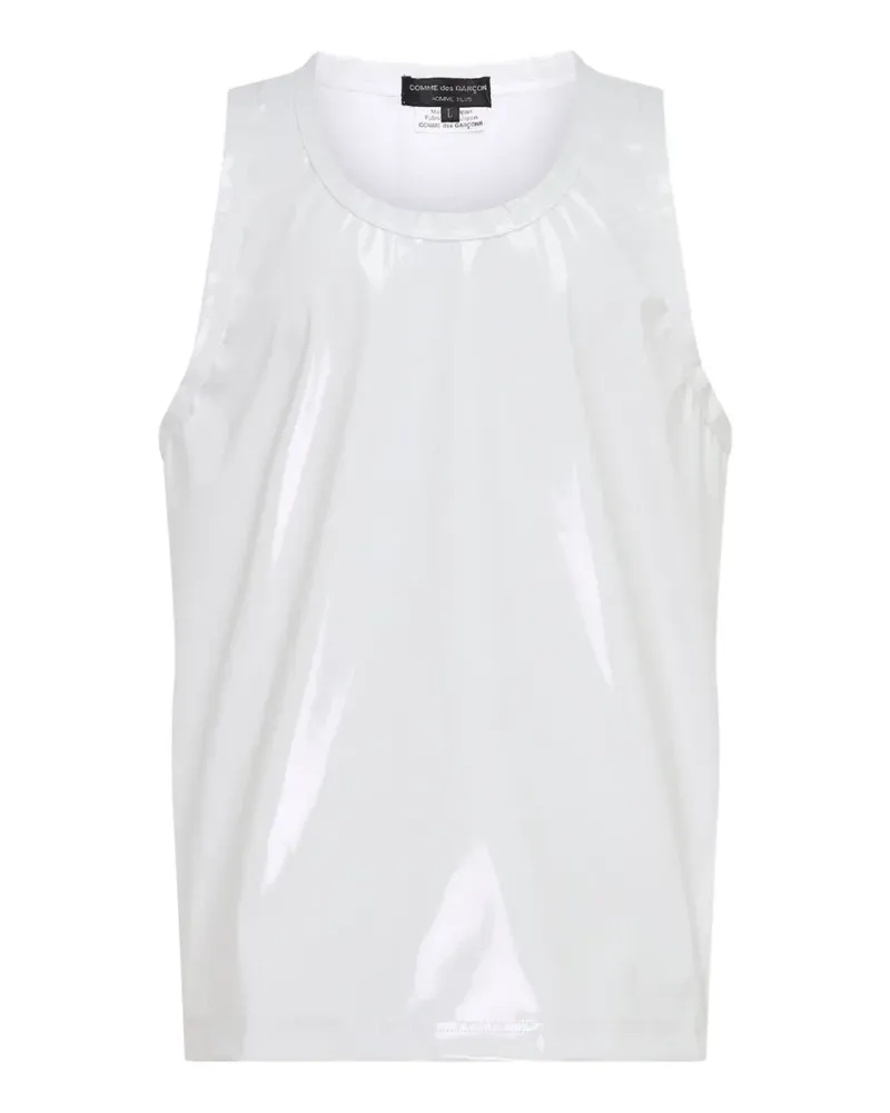 Comme des Garçons patent-effect sleeveless T-shirt - Weiß Weiß