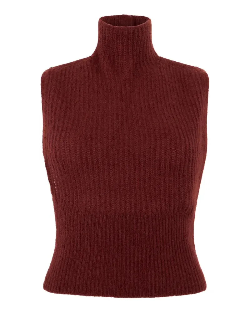 Max Mara Schmaler Pullover aus Mohär - Brown Bordeaux - Rot Rot