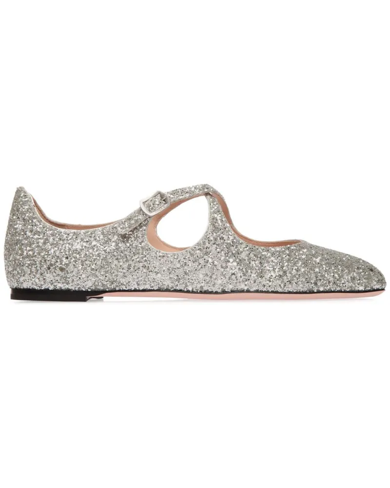Bally Ballerinas mit Glitter - Silber Silber