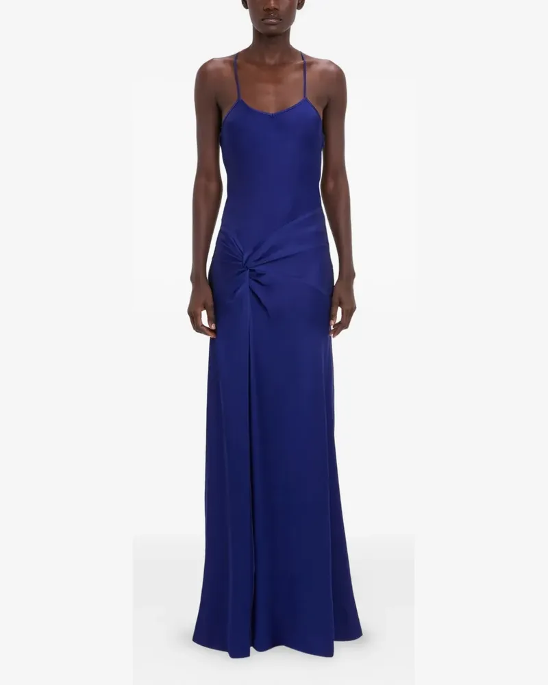 Victoria Beckham twist-detail satin dress - Blau Blau