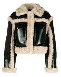 STAND Cropped-Jacke aus Faux Shearling Schwarz