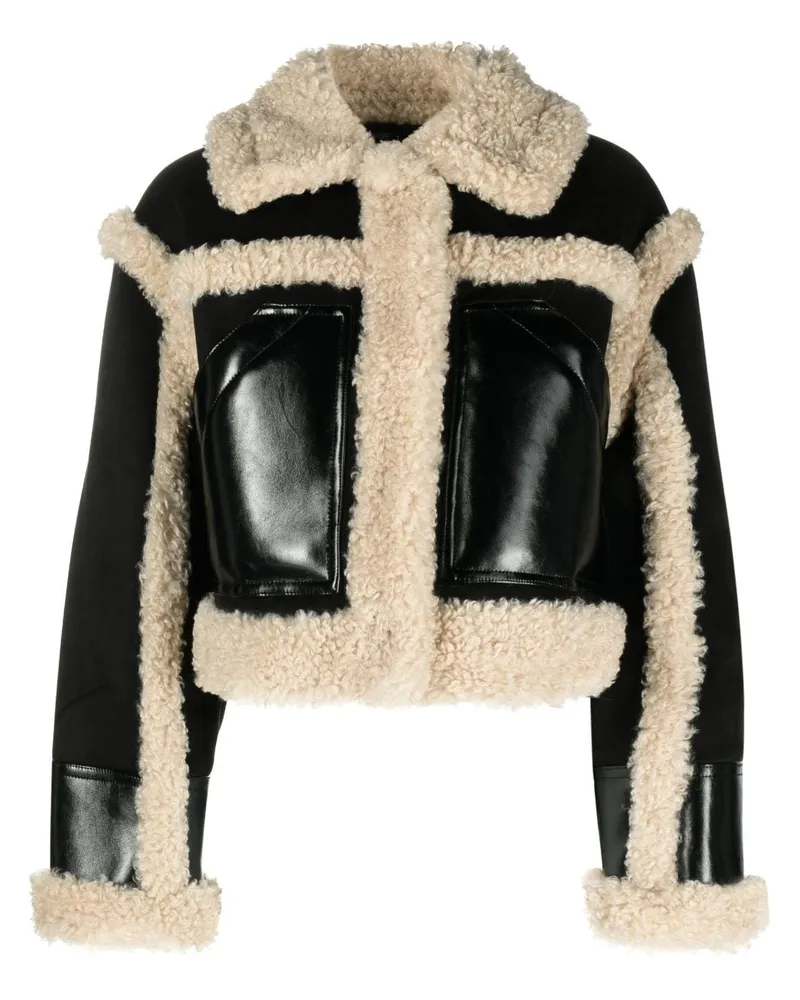 STAND Cropped-Jacke aus Faux Shearling - Schwarz Schwarz
