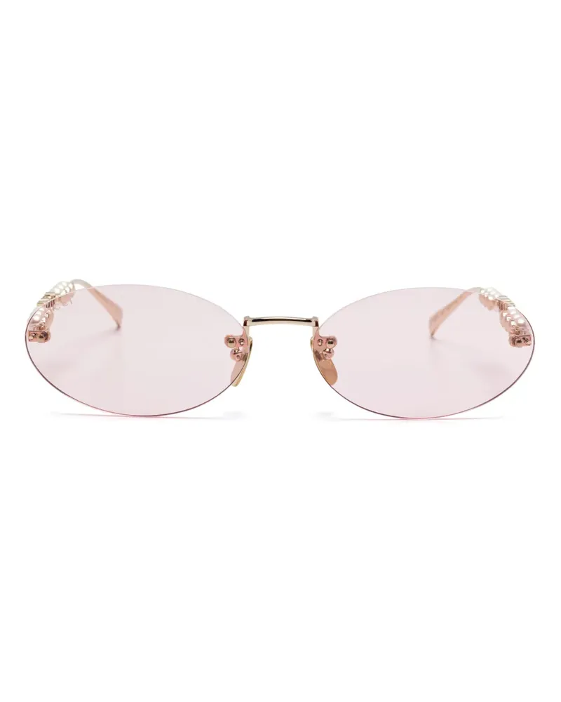 Gucci Sonnenbrille mit ovalem Gestell - Gold Gold